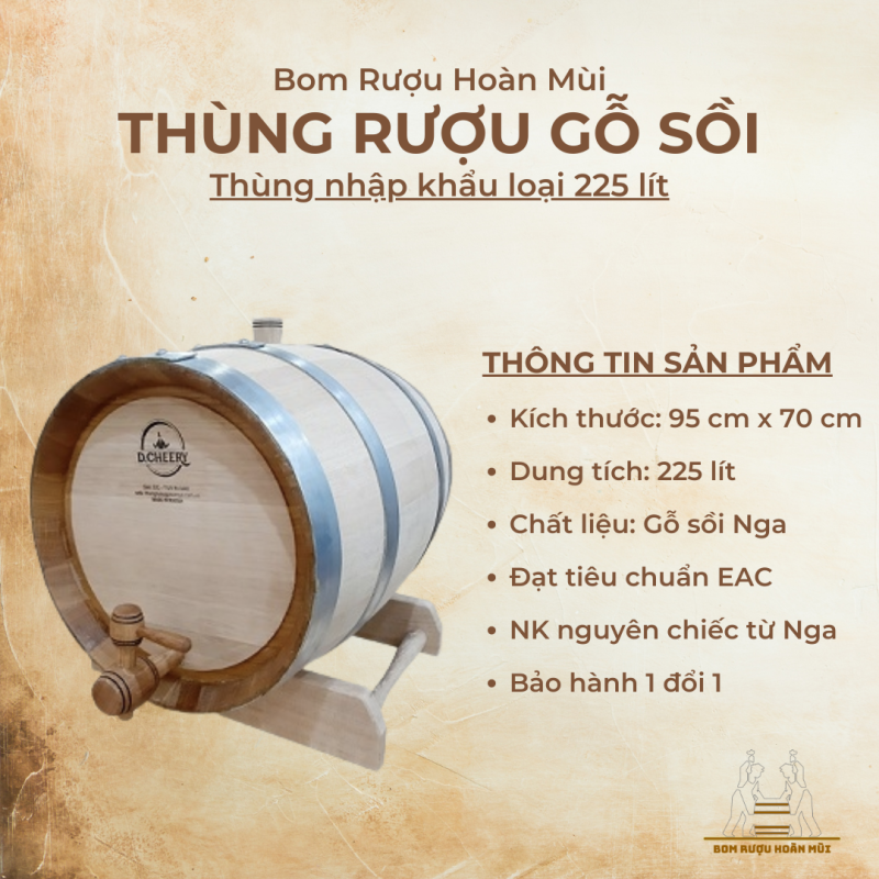 Thùng rượu gỗ sồi Nga 255 lít